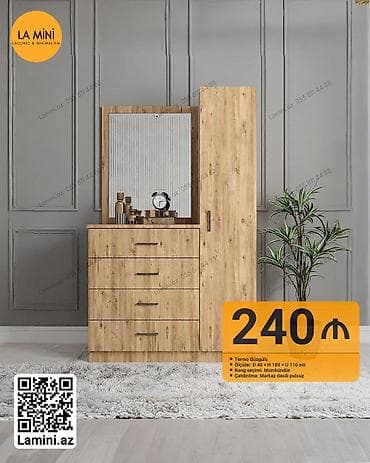 alfemo mebel: LA MINI – Komod və şkaf dəsti - Termo güzgülü - Ölçülər: D 40 × H 180 — 1
