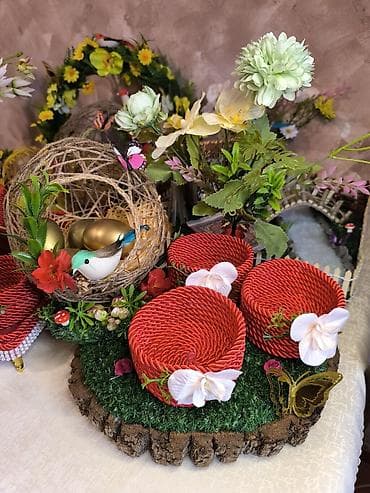 dekor soba: Novruz temalı əl işləri və dekor kompozisiyaları - Jut iplə toxunmuş — 7