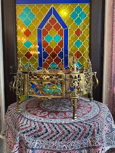 qedim kasa: Misdən hazırlanmış əl işi samovar/qəndil tipli su qabı dəsti isteyen — 9