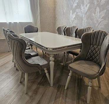 Qonaq otağı üçün, Dördbucaq masa, 8 stul