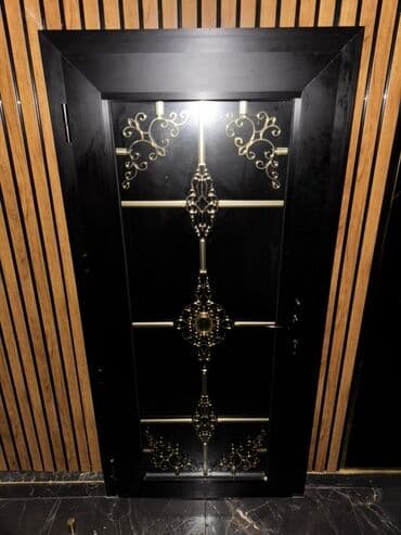 входные двери стекло: Metall konstruktorlu dekorativ giriş qapısı - Rəng: mat qara karkas — 1