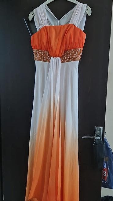 Qadın gecə/ziyafət donu - Rəng: ağdan narıncıya keçid (ombre