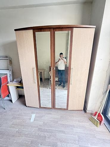 dolab ucuz: Güzgülü ikiqapılı dolab - Material: laminat ağac teksturalı səth — 1