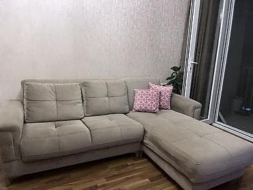 L-şəkilli transformasiya olunan divan - Rəng: açıq bej - Forma: sağ