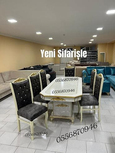 Qonaq otağı üçün, Yeni, Açılmayan, Dördbucaq masa, 6 stul