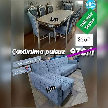 Divan və masa dəstləri: Divan + Masa dəstileri Sifarişlə hazırlanır. Qiymetler üzərində qeyd — 3