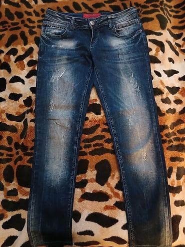 bagy şalvar: Qadın üçün dar kəsimli cins şalvar - Model: klassik 5 cibli, düymə və — 1