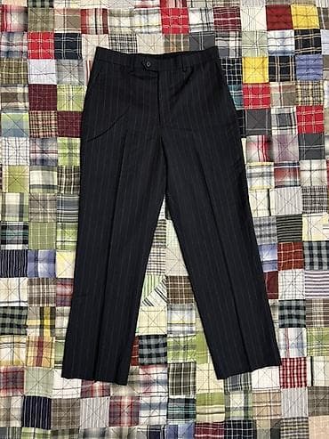 kişi eynəyi: Kişi klassik şalvarı – tünd göy rəngdə, incə şaquli zolaqlı — 8