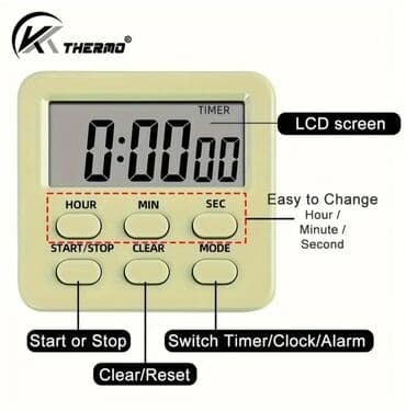 guclu maqnit: Rəqəmsal taymer. 4 rejim: taymer, saniyəölçən, zəngli saat və saat — 4