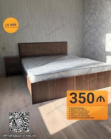 Çarpayılar: İkinəfərlik çarpayı, Bazalı, Matras ilə, Siyirməsiz — 1