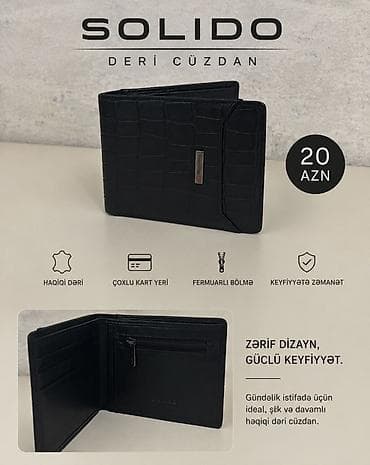 Portmone, pulqabıları: SOLIDO dəridən cüzdan - Qiymət: 20 AZN - Material: haqiqi dəri - — 1