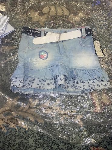 moms 4: Qız uşaqları üçün yay geyim dəsti və denim modelləri - Ağ rəngli — 1