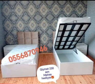 taxt: Yeni, Təknəfərlik çarpayı, Bazalı, Matras ilə, Siyirməsiz, Azərbaycan — 1