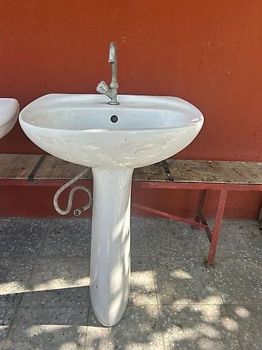 su krantı: Pillintli keramik əl-üz yuma lavabosu – 2 ədəd - Material: ağ — 2