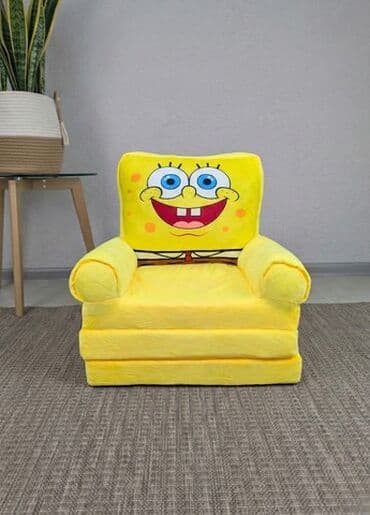 oyuncaq yolsuzluq: ✅Uşaq üçün kreslo Sponge Bob, sarı ✅Yumuşaq oturacaq ✅Uşaq yumşaq — 2