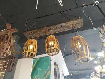 listir: Çılçıraq, 3 lampa, Taxta — 1