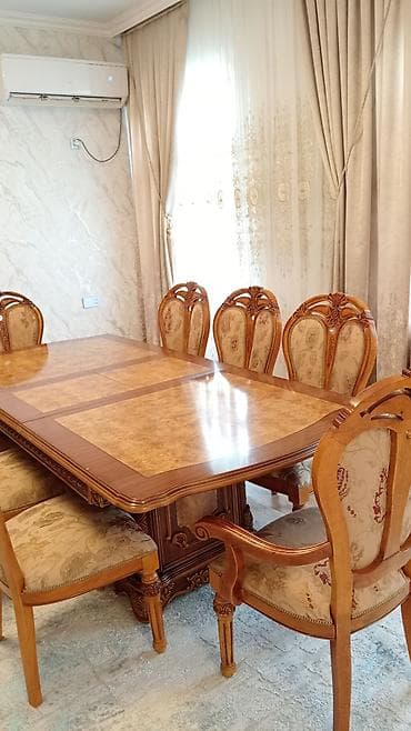 Qonaq otağı üçün, Yeni, Açılan, Dördbucaq masa, 8 stul