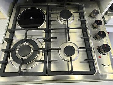 YILDIZ daxili qaz plitəsi - 4 qaz ocağı + 1 elektrikli göz (solda — 1
