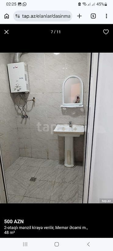 aaaf parkda kiraye evler: 2-otaqlı mənzil kirayə verilir – Memar Əcəmi metrosu, 48 m² - Ümumi — 5