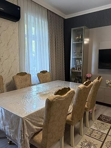 Qonaq otağı üçün, İşlənmiş, Açılmayan, Dördbucaq masa, 6 stul