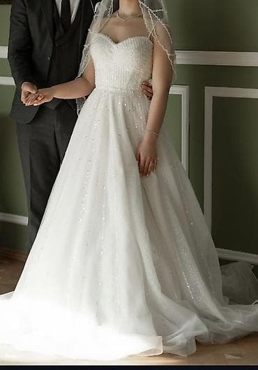 Свадебные платья и аксессуары: Məhsul: Gəlinlik - Stil: Klassis A-line/sallonət tipli etek, quyruqlu — 1