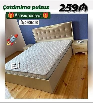 İki nəfərlik yataq dəsti - Ölçü: 200x160 - Yumşaq, düyməli başlıq — 1