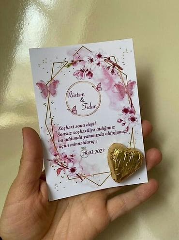 novruz xonca bezekleri: Nişan və toy üçün fərdi şokoladlı dəvətnamələr/kartlar - Dizayn — 2