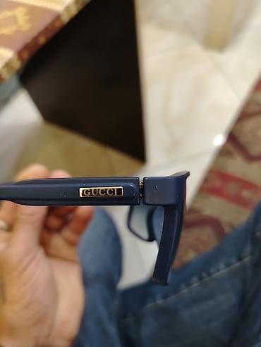 ocki: GUCCI gün eynəyi - Çərçivə: mat tünd-mavi plastik, qalın və yüngül — 2