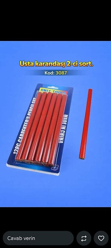 Usta karandaş – 2-ci sort Kod: 3087 - Dülgərlər üçün xüsusi düzgün