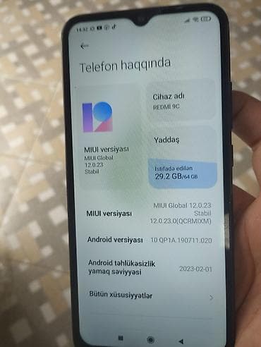 micro qulaqciq: Redmi 9C, 64 GB, rəng - Qara, Barmaq izi — 4