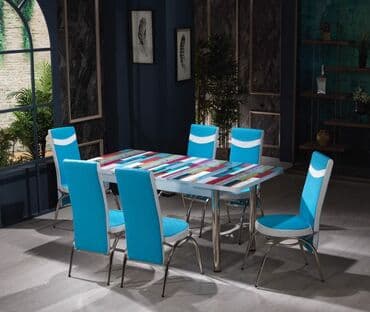 Masa və oturacaq dəstləri: Qonaq otağı üçün, Yeni, Açılmayan, Dördbucaq masa, 2 stul — 9