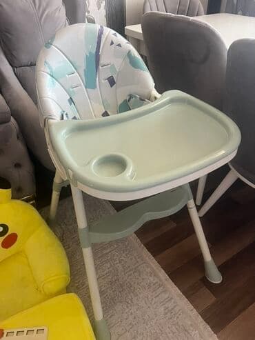 uşaq ucun yemek stolu: Uşaq yemək stolu və stulu (yüksək oturacaq) - Yumşaq yastıqlı bel — 1