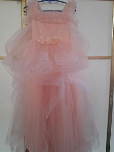 qelem etek donlar: Uşaq üçün şifon/tüllü ziyafət paltarı – açıq çəhrayı rəngdə, çoxqatlı — 1