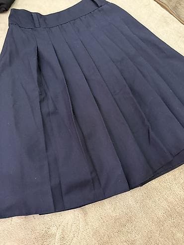 usta geyimi: Tünd göy rəngli qatlanaqlı yubka mekteb yubkasi - Model: klassik qalın — 1