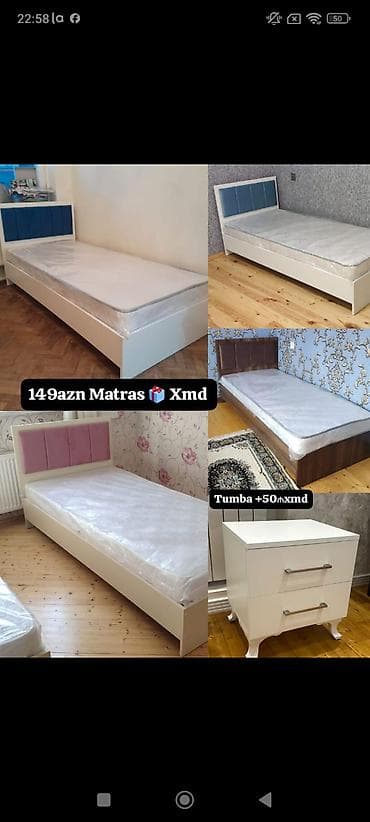 matrasi: Tək nəfərlik çarpayılar və tumba - Müxtəlif başlıqlı dizaynlar: mavi — 1