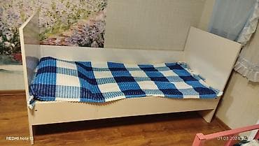 islenmis matras: Birnəfərlik taxta çarpayı - Rəng: açıq krem/boz - Material — 1