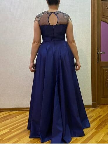 tikdirmek ucun don modeli: Zərif gecə libası - Rəng: dərin lacivərd - Model: A-kesim, uzun — 5