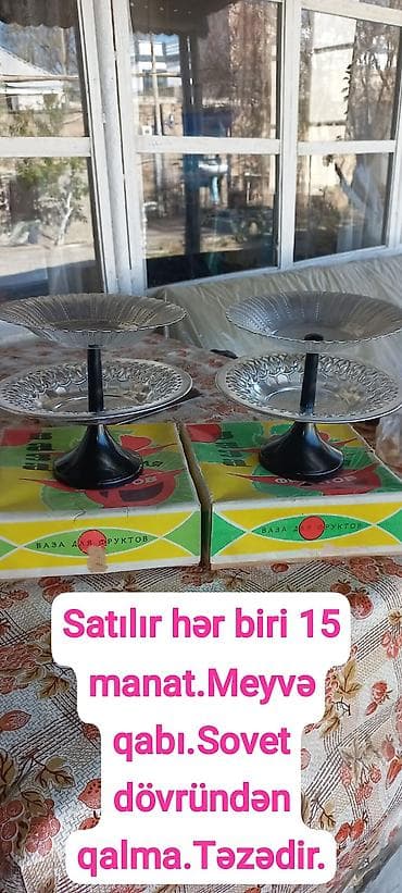 meyvə qablari: Məhsul: Sovet dövrünə aid ikiqat meyvə qabı (vaza) - Material — 4