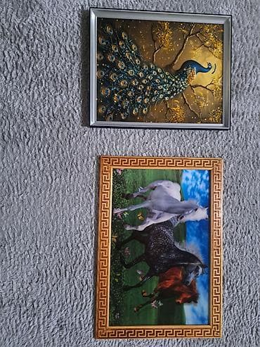 bantik sekilleri: Divar üçün 2 ədəd çərçivəli tablo dəsti - Tablo 1: Tovus təsvirli — 1