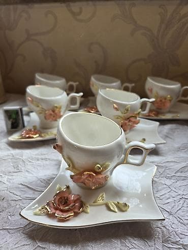 cofee: Qəhvə dəsti, rəng - Ağ, Farfor, 6 nəfərlik — 1