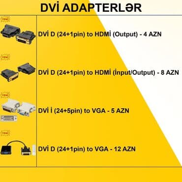 Adapterlər/Keçidlər ⭐AV to VGA – 15 AZN ⭐AV to HDMİ – 12 AZN ⭐Display — 2