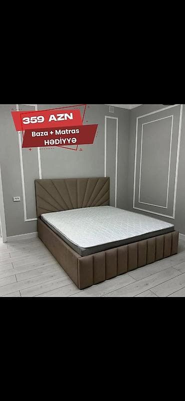 dösek: Mebel dəsti: Yumşaq başlıqlı müasir çarpayılar - Model: Parça ilə — 1
