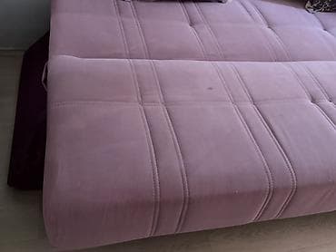 Çevrilə bilən divan/çarpayı - Rəng: toz pembe - Parça: yumşaq məxməri — 7