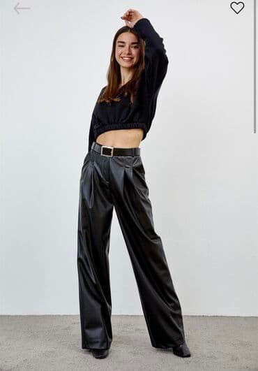 zara xs: Deri şalvar, geniş kesim. Yenidir, etiketli — 1