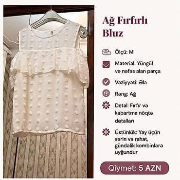 gun eynəyi: Ağ fırfırlı bluz - Ölçü: M - Material: yüngül və nəfəs alan parça - — 1