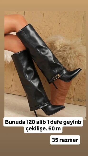 qiz ucun botlar: Ölçü: 35, rəng - Qara, Yeni — 1