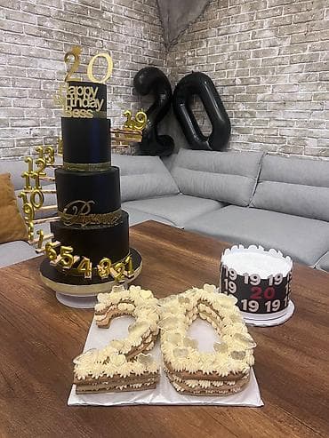 şirniyyatlar: Tematik Maket “20 yaş” tort dəsti - Üçmərtəbəli xüsusi dizayn tort — 2