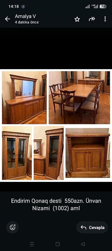 stul dest: Endirim Qonaq desti 550azn. Ünvan Nizami (1002) aml — 1