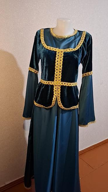 Milli geyim – qadın üçün zərif dəst - Rəng: tünd firuzə/mavi