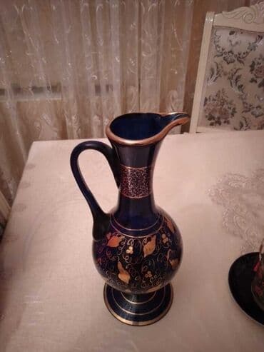 dekorativ qab: Rəng - Göy, Şüşə — 4